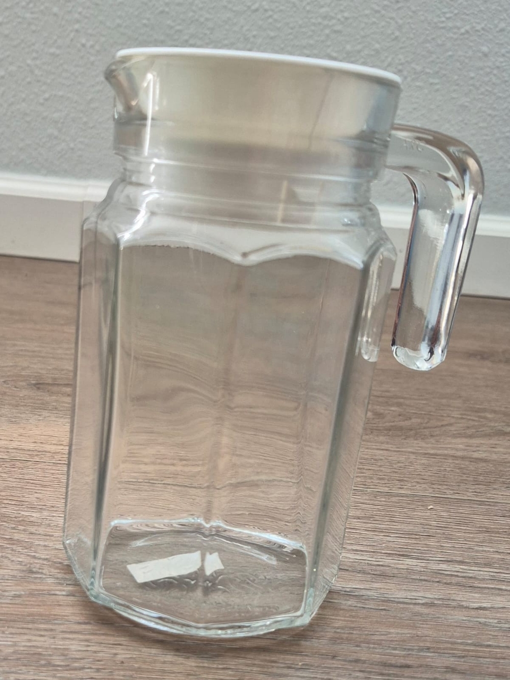Clear Glass Pitcher with White Lid and Handle - Drinkware
